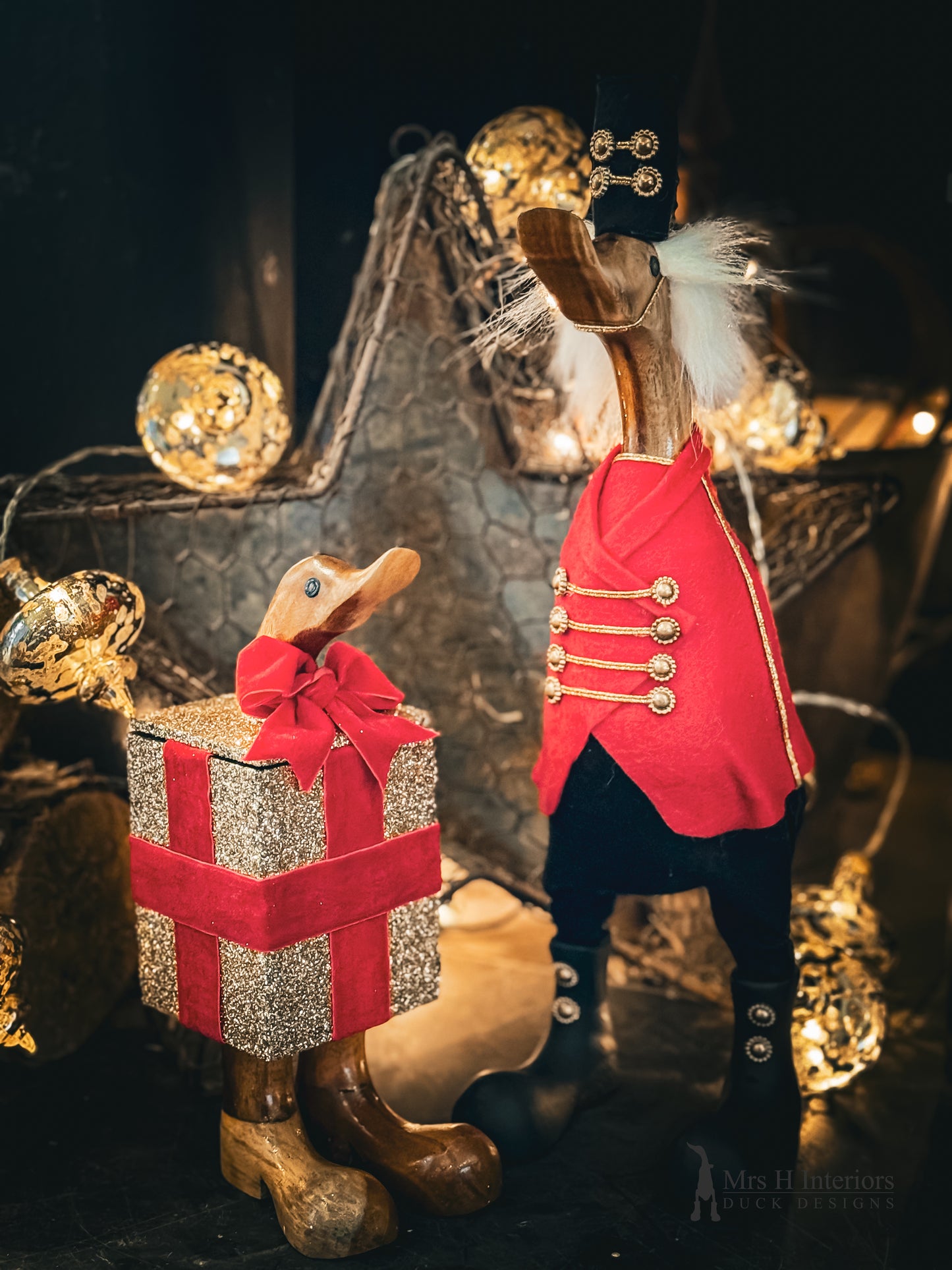 Quack in the box (jack) - Decorated Wooden glitter Duck box with Boots by Mrs H the Duck Lady