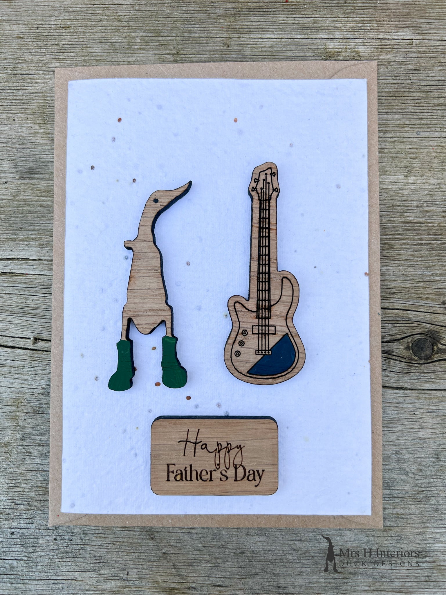 Guitar Birthday Card or Father s Day Card Handmade Seed Paper