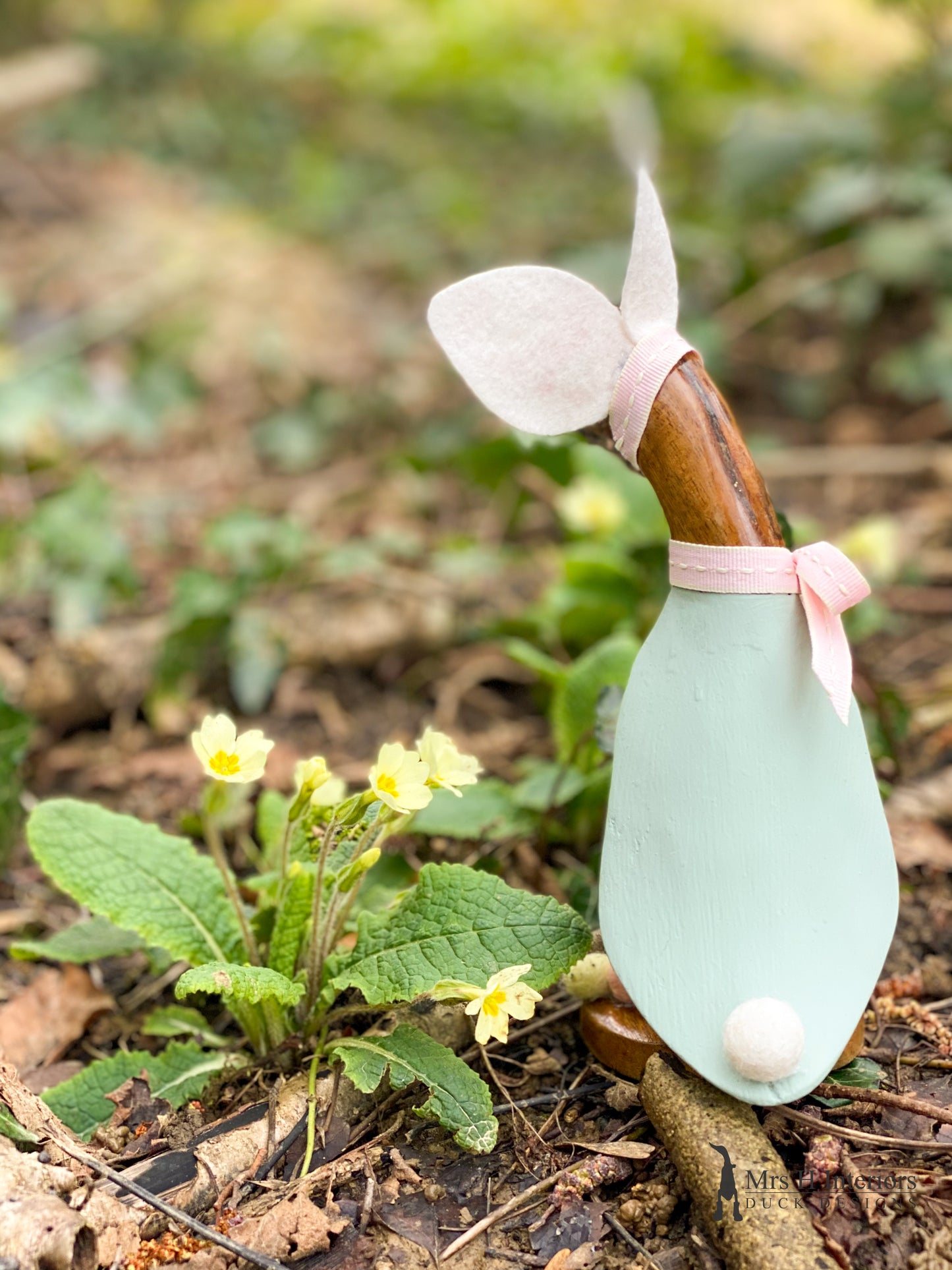 Babity, the Easter Bunny Duck - Decorated Wooden Duck in Boots by Mrs H the Duck Lady